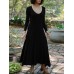 Women Solid Elastic V  Neck Maxi Length Street Casual Midi Dresses