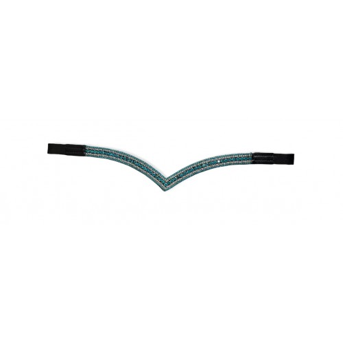 Turquoise and Silver  Double Crystal V Browband