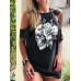 Designer Skeleton Floral Print Casual T  Shirts For Women